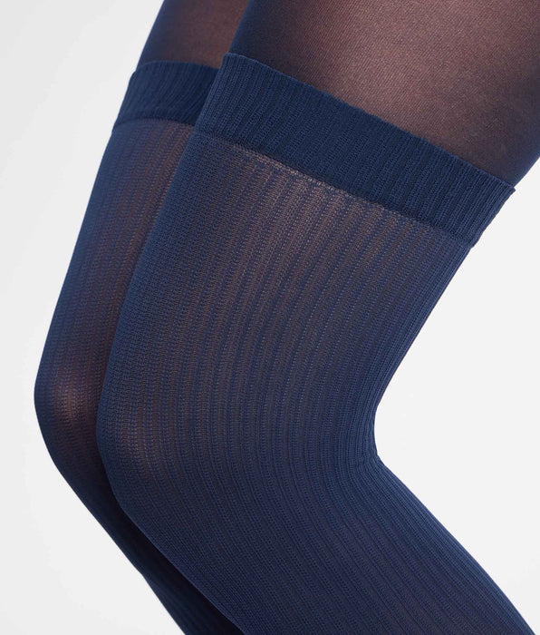 DIM Medias fantasía efecto trompe-l’œil azul marino 25/45D Style