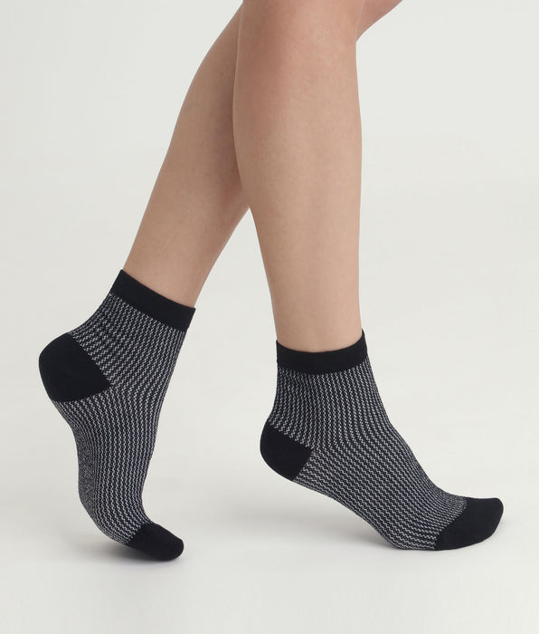 DIM Calcetines de mujer de Lurex negro y plateado Dim Mode