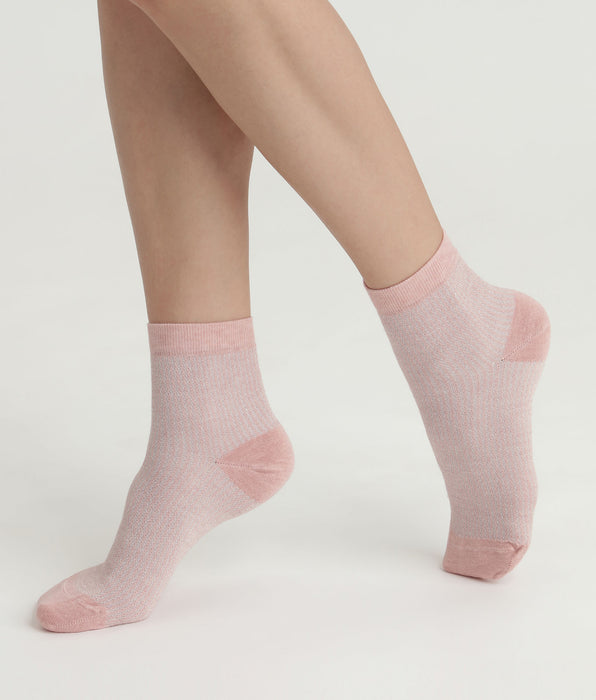 DIM Calcetines de mujer de Lurex rosa y plata Dim Mode