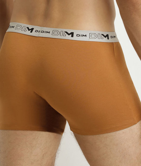 DIM Juego de 3 calzoncillos bóxer para hombre de algodón orgánico color caqui ocre azul