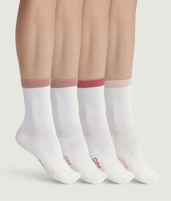 DIM Pack de 4 pares de calcetines de mujer Blanco EcoDim Mode