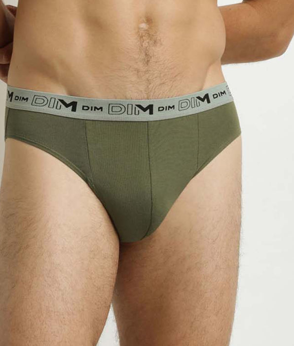 DIM Pack de 3 calzoncillos de algodón orgánico azul, gris y verde para hombre
