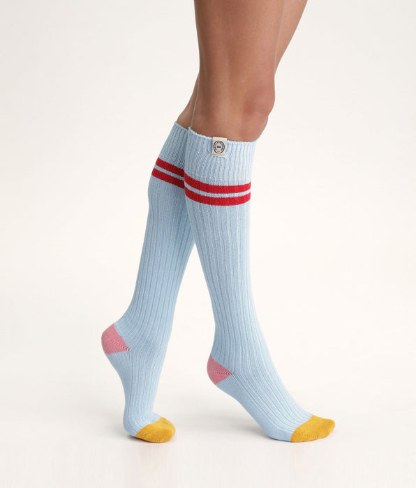 DIM Calcetines altos de mujer colorblock Azul Dim x Inès de La Fressange