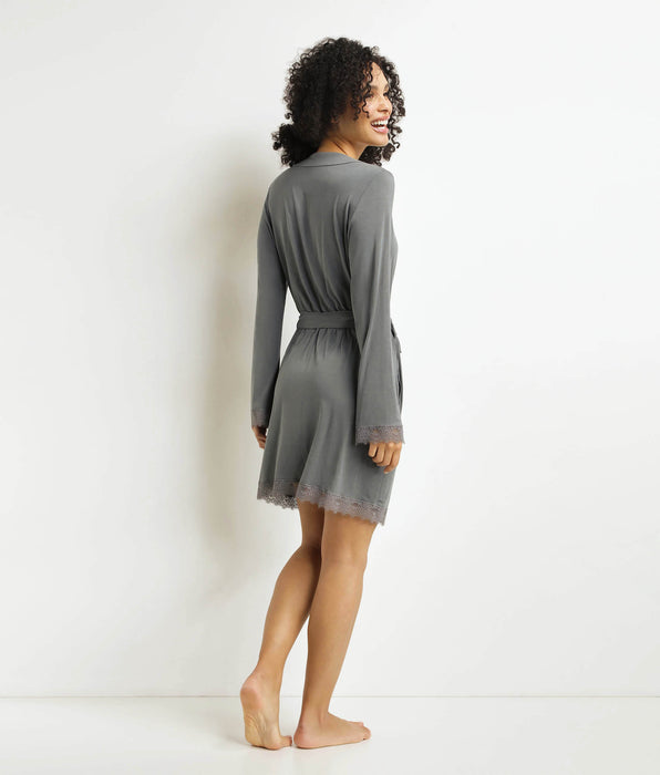 DIM Albornoz gris de mujer con encaje Don't Disturb
