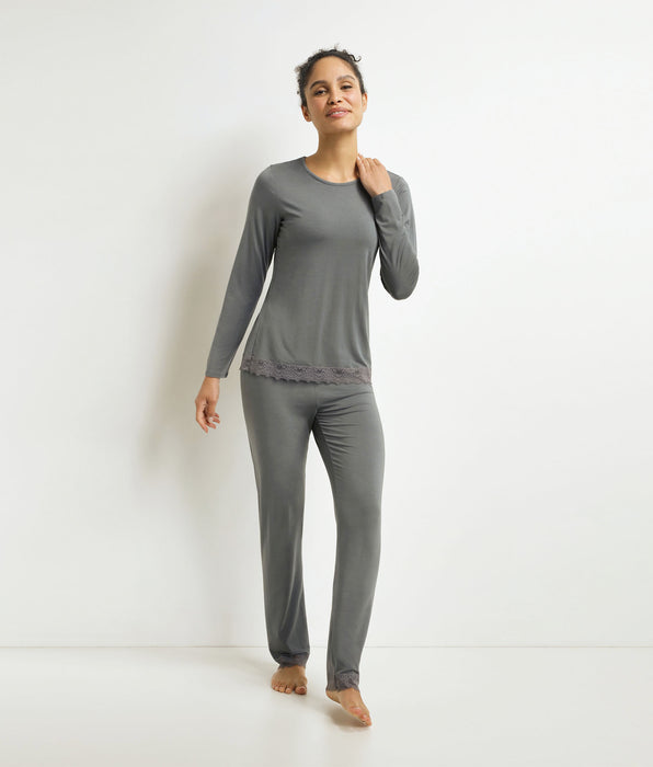 DIM Pantalones de pijama de mujer Gris con encaje Don't Disturb
