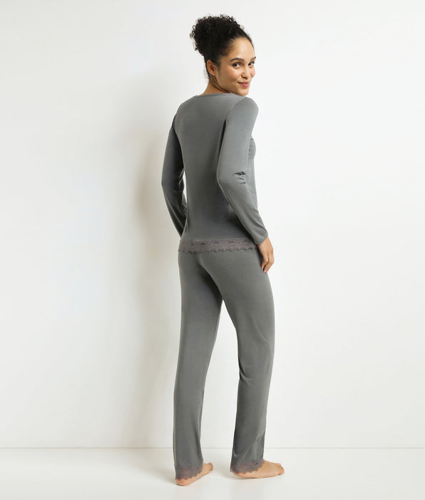 DIM Pantalones de pijama de mujer Gris con encaje Don't Disturb