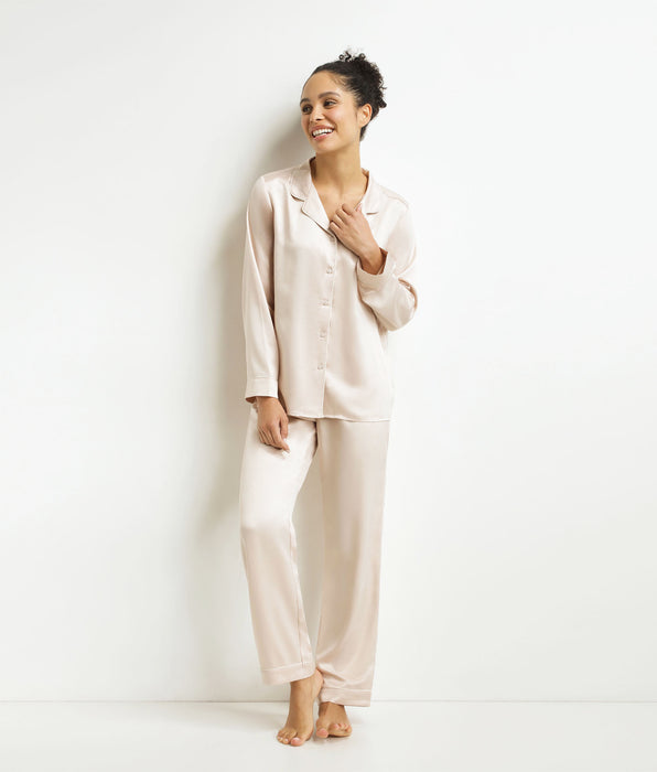DIM Conjunto de pijama de mujer Pantalón de rayas gris marfil Don't Disturb