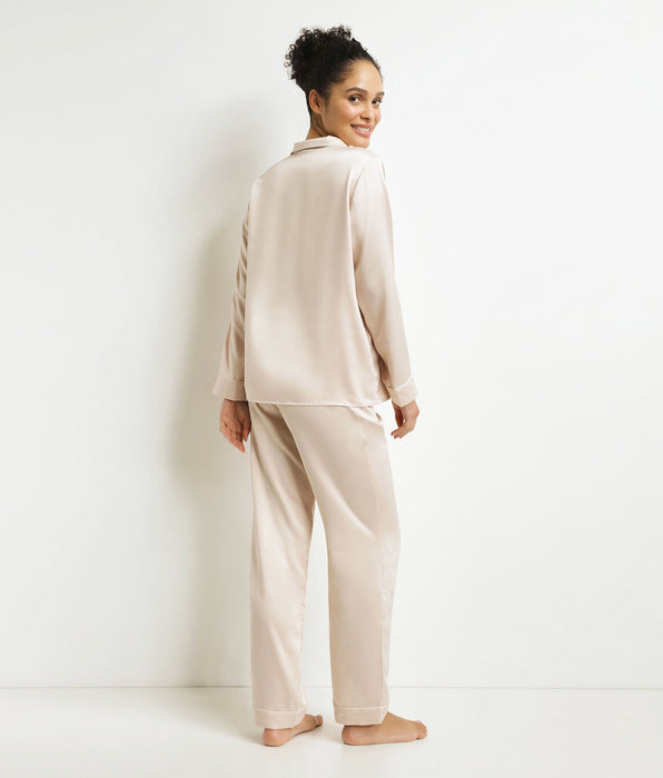 DIM Conjunto de pijama de mujer Pantalón de rayas gris marfil Don't Disturb