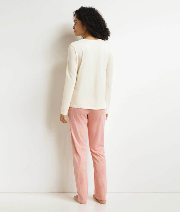 DIM Conjunto de pantalón de pijama para mujer Don't Disturb Beige