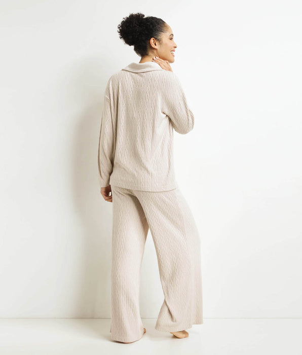 DIM Conjunto de pantalón de pijama marfil cálido para mujer Dim