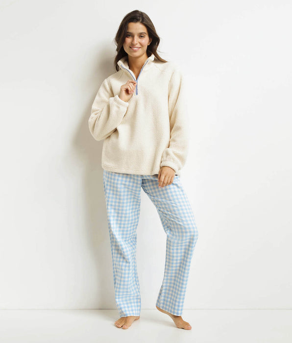 DIM Conjunto de pantalón de pijama para mujer Azul Gris Dim Warm