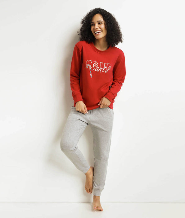 DIM Pijama de Navidad para mujer Gris Rojo Dim Family