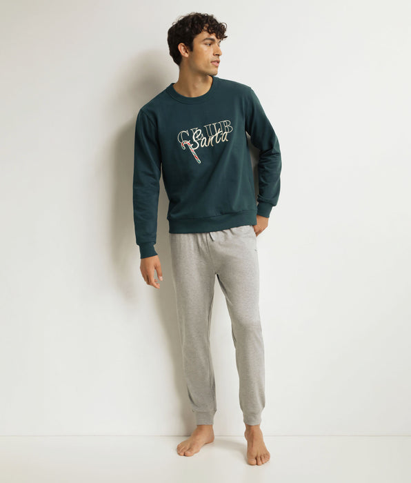 DIM Conjunto de pantalón de pijama para hombre Gris Verde Dim
