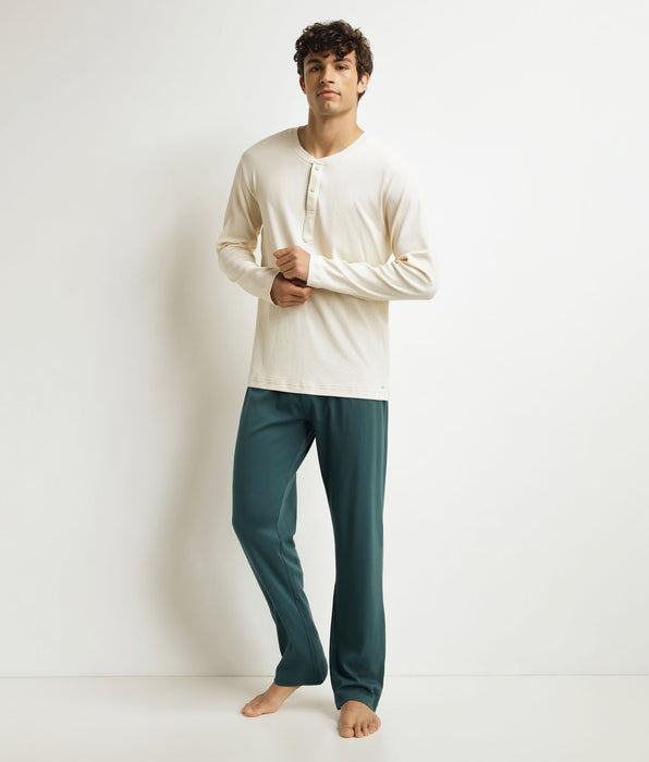 DIM Conjunto de pantalón de pijama verde marfil para hombre Dim