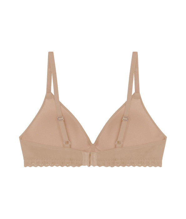 DIM Sujetador sin aros para niña de microfibra y encaje Nude Daily