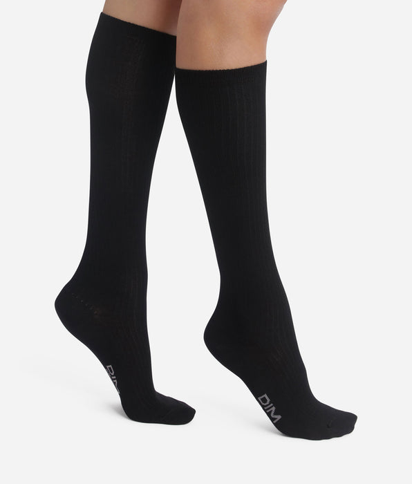 DIM Calcetines altos de algodón negro Dim Modal