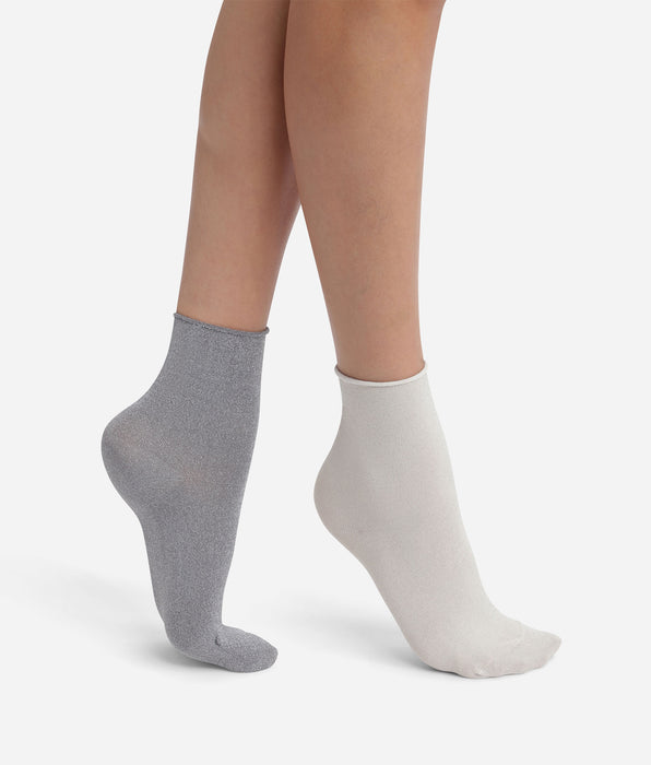 DIM Pack de 2 pares de calcetines de mujer con lurex Gris Dim Mode