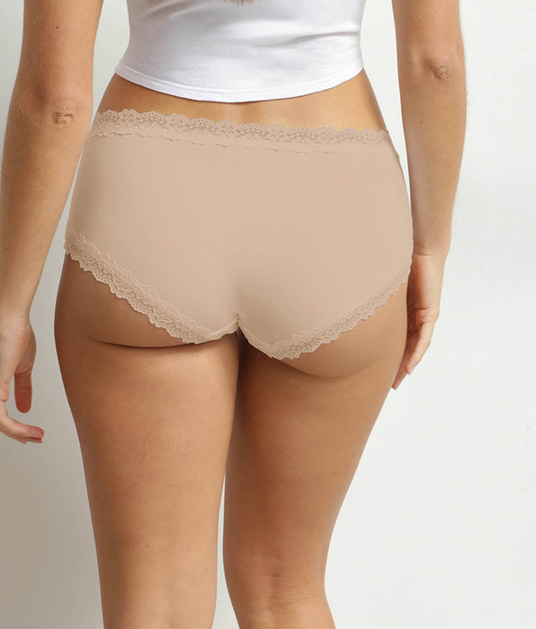 DIM bóxer de mujer de microfibra y encaje Nude Dim