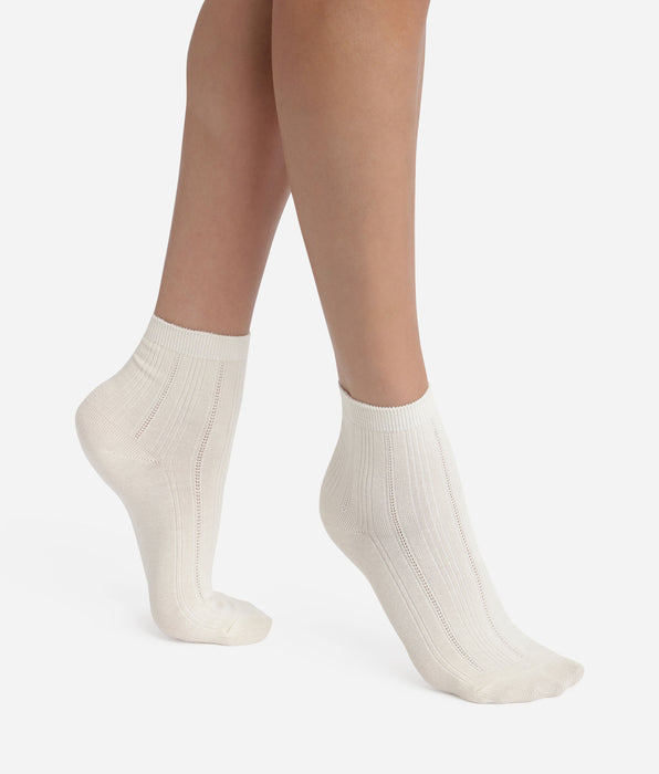 DIM Calcetines de mujer de punto elástico de algodón marfil La Mode de Dim