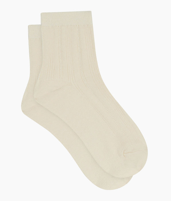 DIM Calcetines de mujer de punto elástico de algodón marfil La Mode de Dim