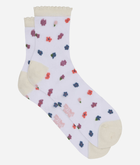 DIM Calcetines de mujer transparentes con flores rosas Socks Petal