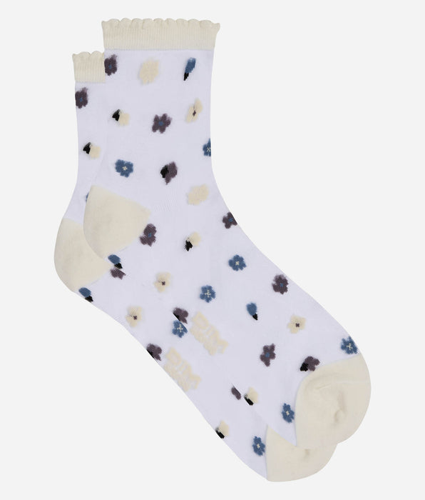 DIM Calcetines de mujer transparentes con estampado azul Socks Petal