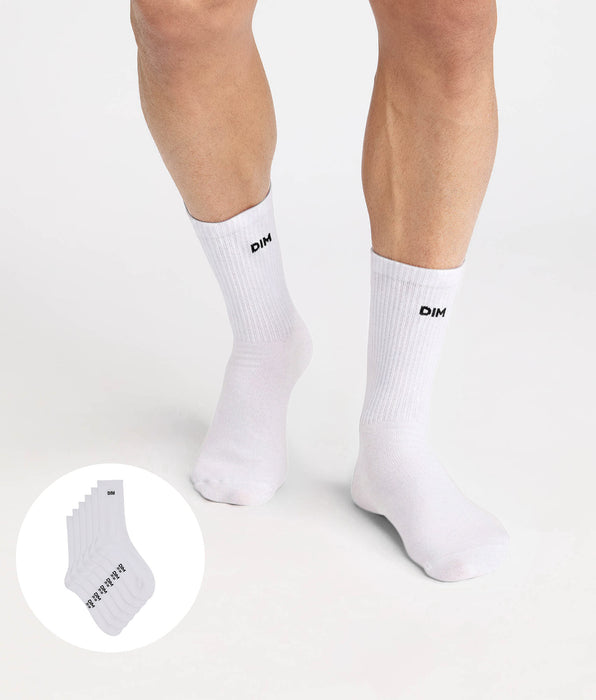 DIM Pack de 3 calcetines deportivos de algodón blanco para hombre Original