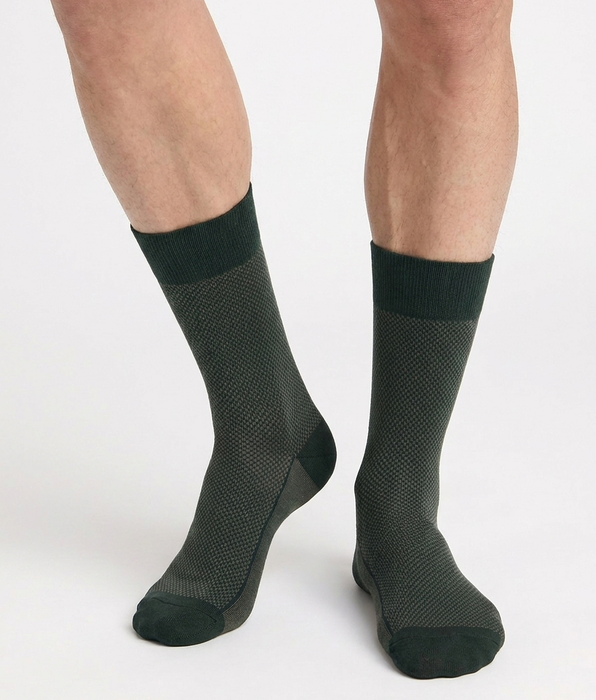 DIM Calcetines de hombre de algodón verde escocés La Mode