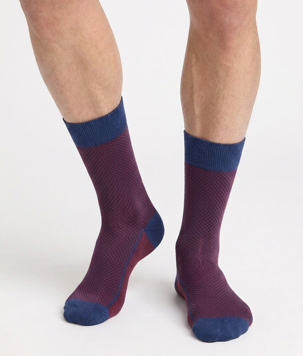 DIM Calcetines de hombre de algodón rojo granate La Mode