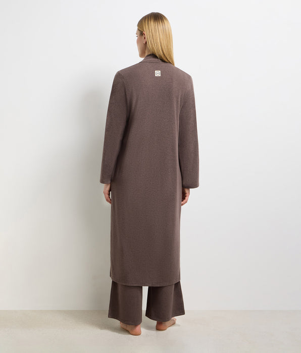 DIM Cárdigan largo de punto jersey fino marrón oscuro DIM x Ines de la Fressange
