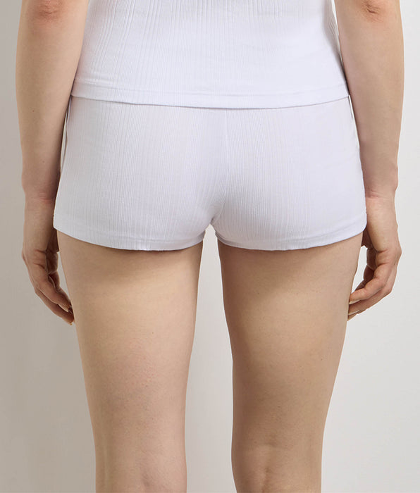 DIM Short mujer holgado de punto jersey acanalado fino blanco Dim x Ines de la Fressange