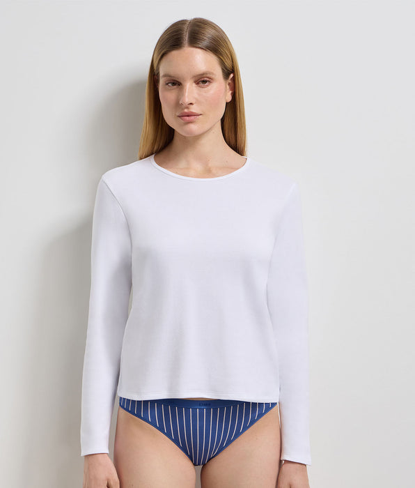 DIM Body de manga larga de algodón afelpado blanco Thermal