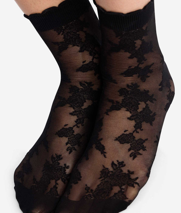 DIM Calcetines tobilleros negros DIM La Dentelle Florale