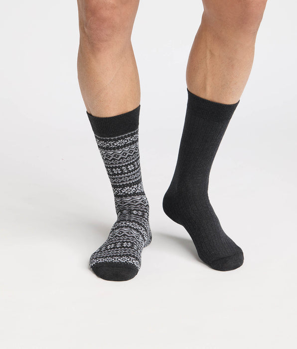 DIM Lote de 2 calcetines de hombre antracita Coton Fancy