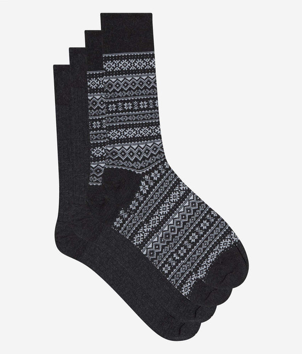 DIM Lote de 2 calcetines de hombre antracita Coton Fancy