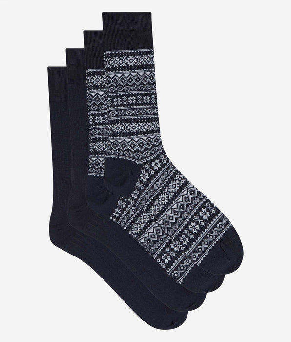 DIM Pack de 2 calcetines de hombre nórdico navy bleu y navy blue Coton Fancy