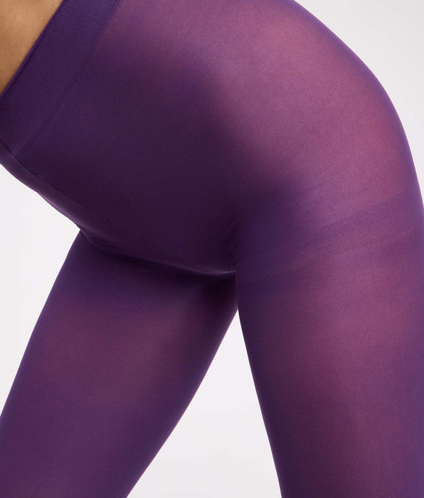 DIM Medias con cinturilla confort violeta noche 50D opacas aterciopeladas
