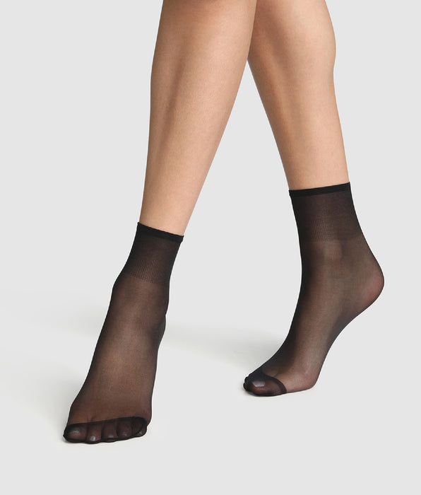 DIM Pack de 2 calcetines de media negros iridiscentes Sublim 14D