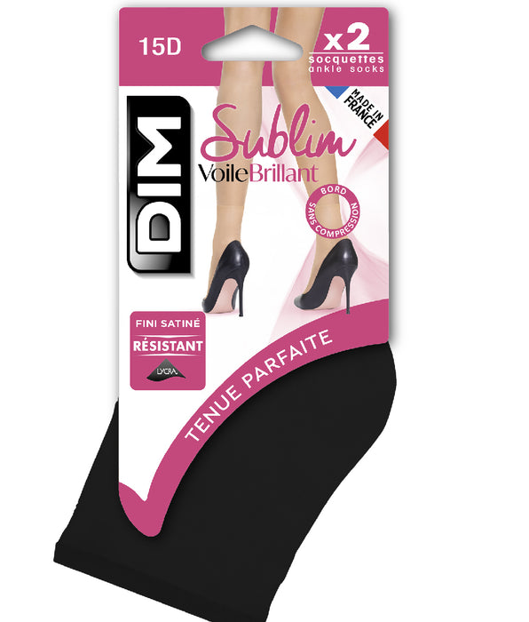 DIM Pack de 2 calcetines de media negros iridiscentes Sublim 14D