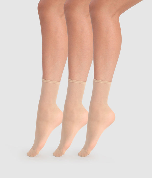 DIM Pack de 3 calcetines cortos transparentes capri Beauty Resist 20D