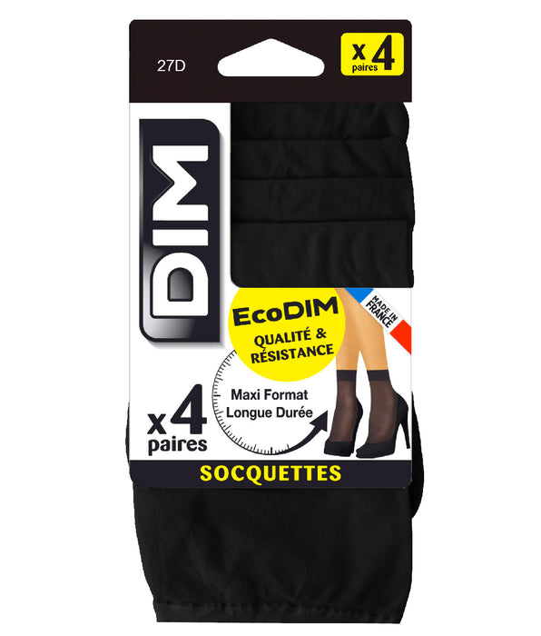 DIM Pack de 4 calcetines medias negras EcoDIM semi-opacas 30D