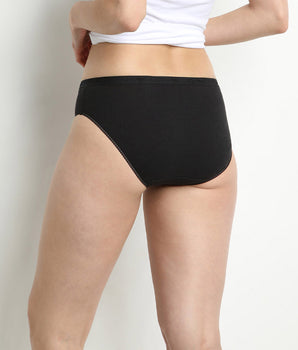 Lote de 2 slips negros de talle medio para mujer de puro algodón