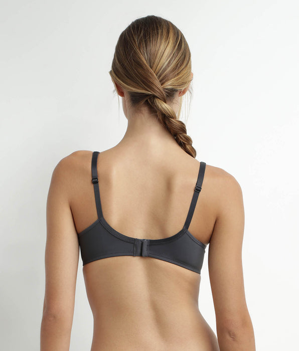 DIM Sujetador push-on de microfibra y tul gris Dim Generous