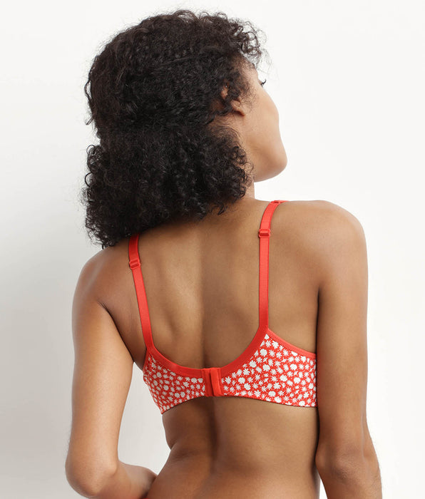 DIM Sujetador de gran capacidad con aros Rojo con florecitas blancas Generous Dim