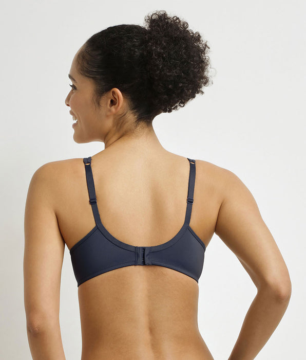 DIM Sujetador con aros en microfibra y tul gris azul Generous