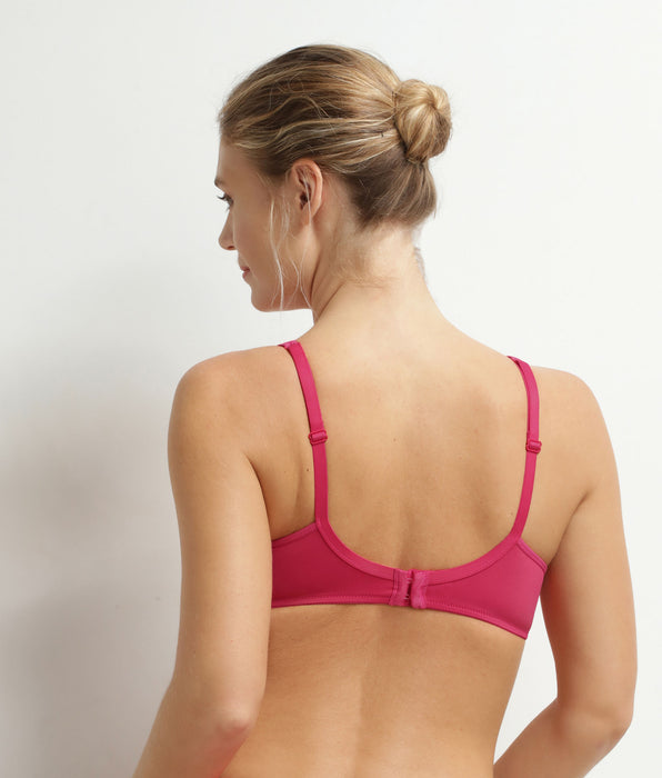 DIM Sujetador envolvente de microfibra y tul Framboise Generous