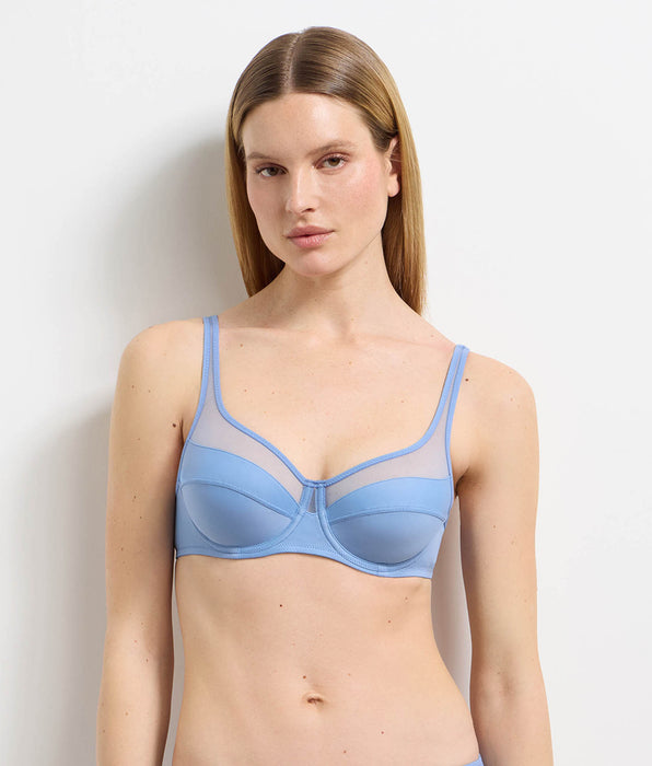 DIM Sujetador Generous Classic azul lino con aros y copa envolvente