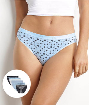 Pack de 5 bragas de mujer de algodón elástico floral Azul Les Pockets