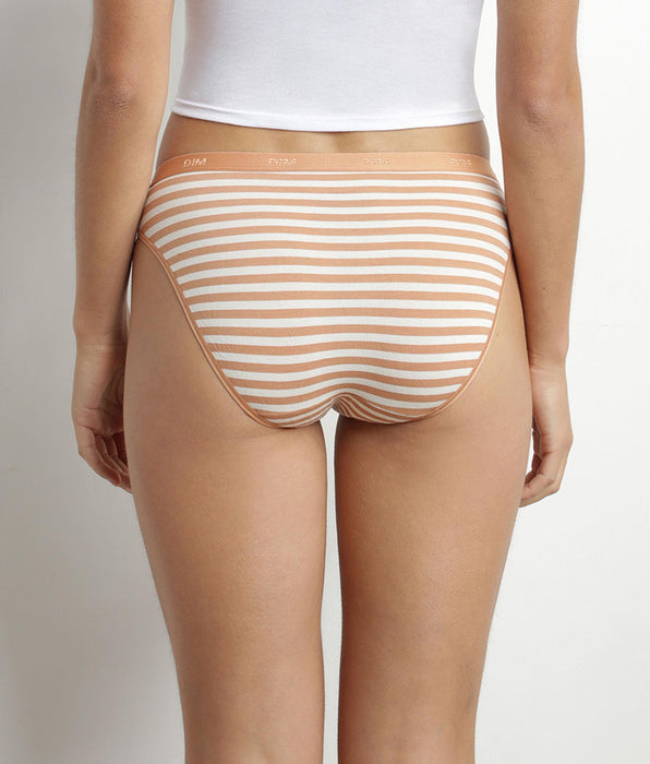 DIM Pack de 5 bragas de mujer de algodón elástico a rayas Azul Crema Les Pockets