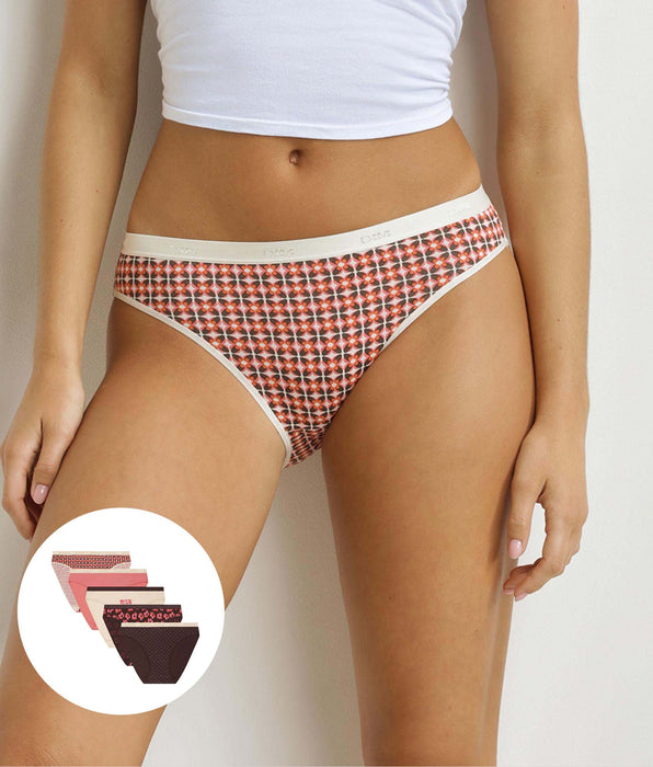 DIM Pack de 5 calzoncillos mujer Bohemian Ecru Marrón Les Bolsillos
